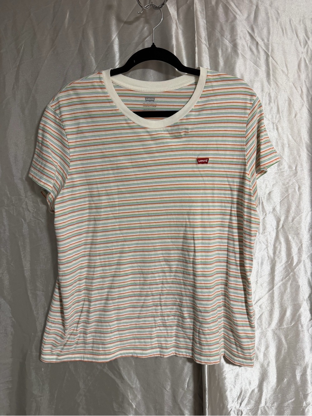 Levis Perfect Tee Womens Multicolor Striped Short Sleeve Shirt Size XL
